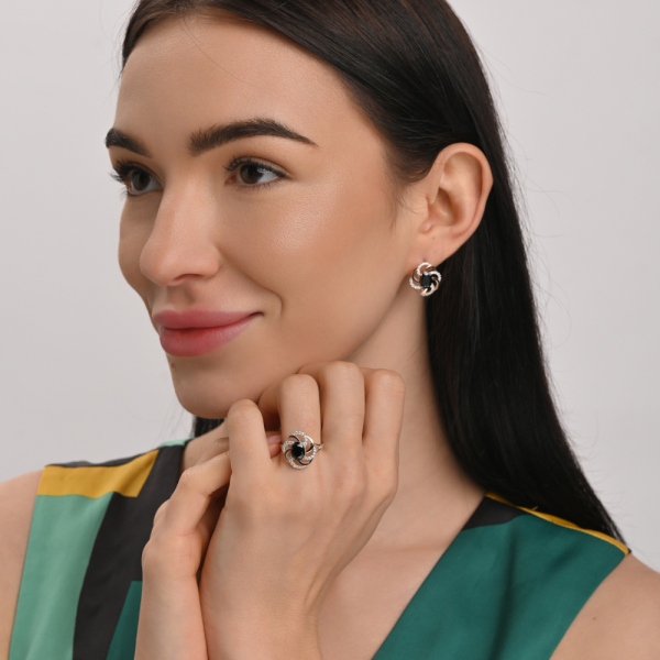 Серебряный набор с золотыми пластинами (194)