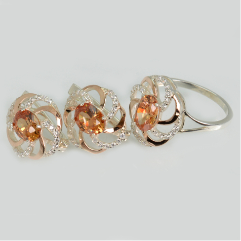 Серебряный набор с золотыми пластинами