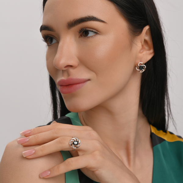 Серебряный набор с золотыми пластинами (194)