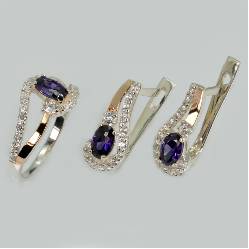 Серебряный набор с золотыми пластинами