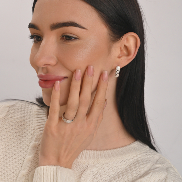 Серебряный набор с золотыми пластинами (196)