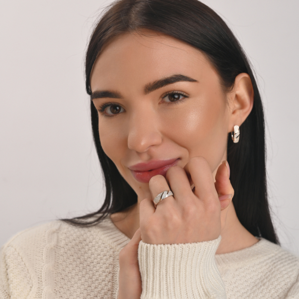 Серебряный набор с золотыми пластинами (196)