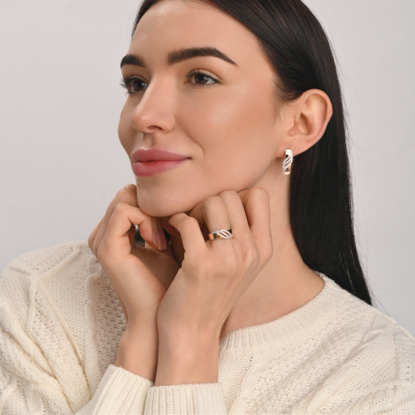 Серебряные серьги с золотыми пластинами (197c)