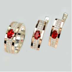 Серебряный набор с золотыми пластинами