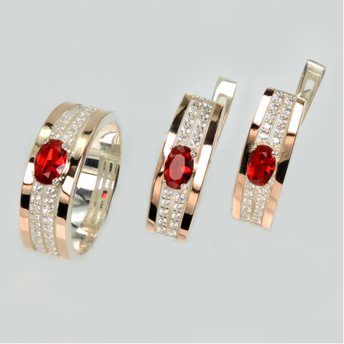 Серебряный набор с золотыми пластинами