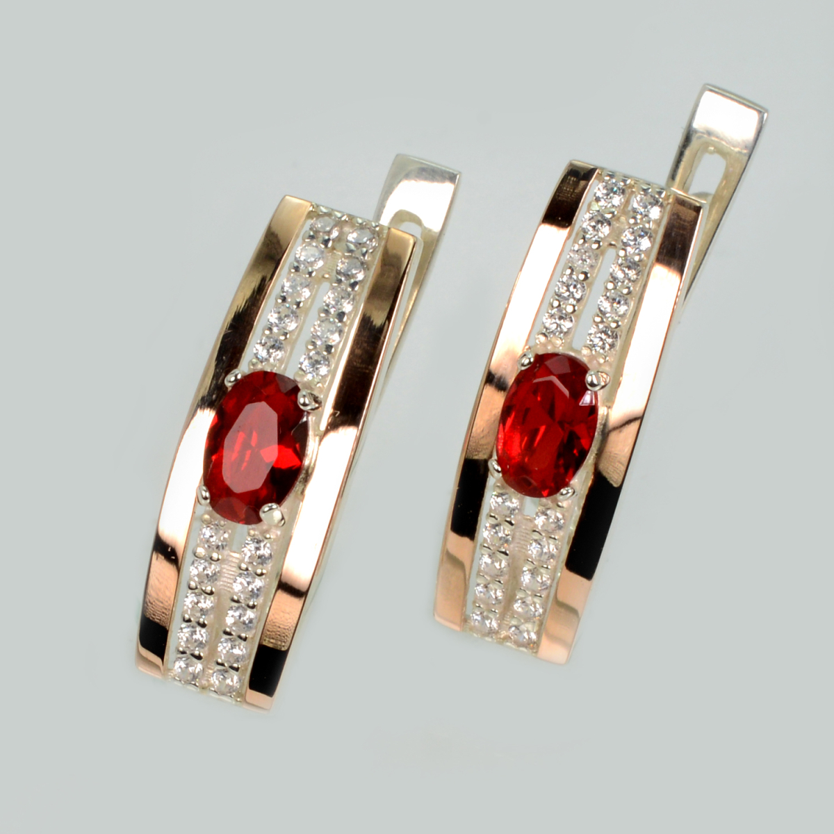 Серебряные серьги с золотыми пластинами (210с)