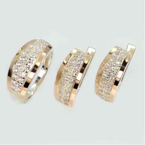 Серебряный набор с золотыми пластинами