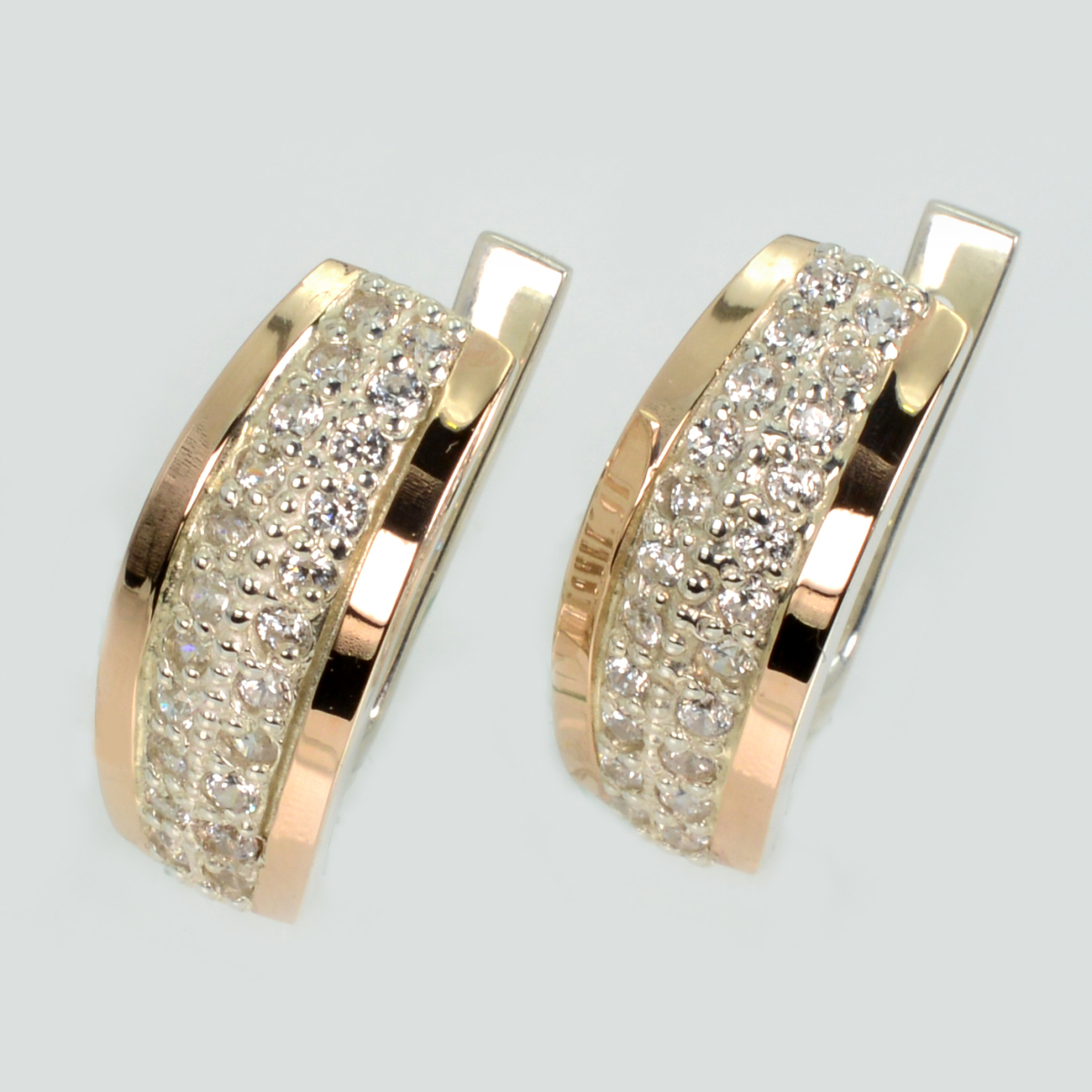 Серебряные серьги с золотыми пластинами (216с)