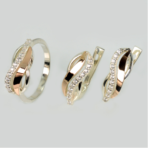 Серебряный набор с золотыми пластинами