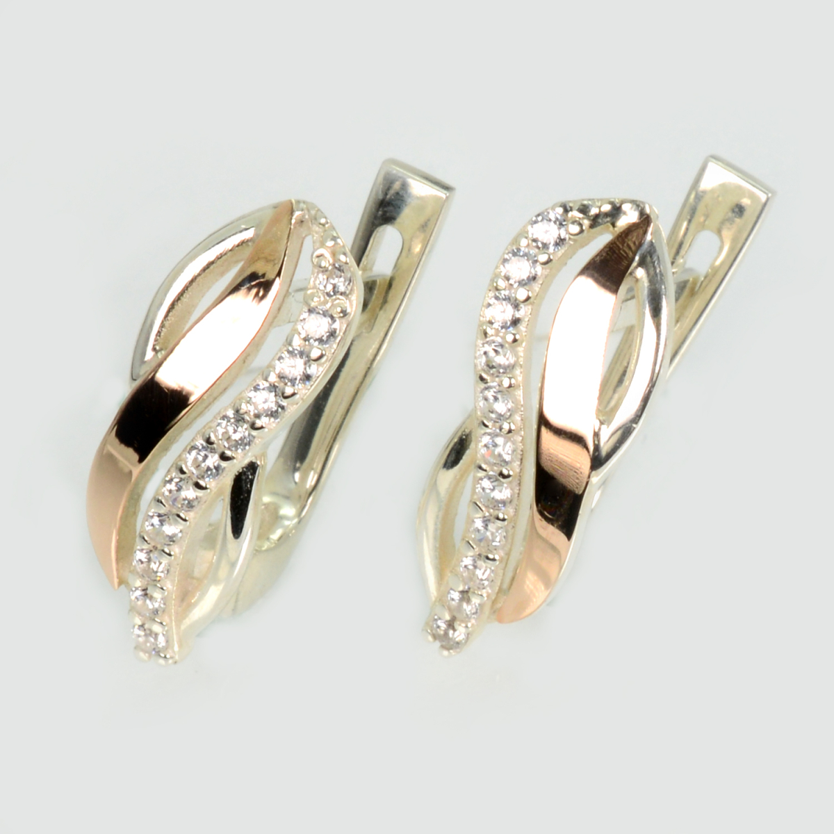 Серебряные серьги с золотыми пластинами (219с)