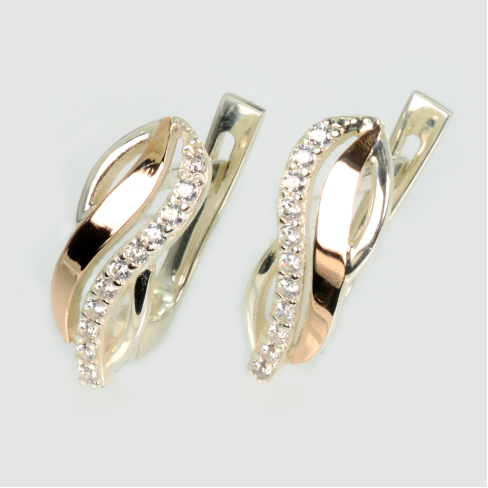 Серебряные серьги с золотыми пластинами