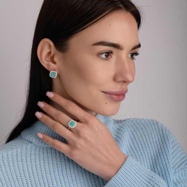Серебряный набор с бирюзой и фианитами (260-2)