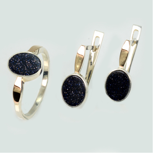 Срібний набір з золотими пластинами