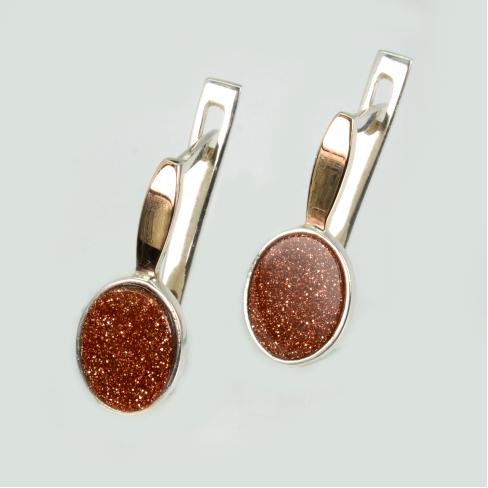 Серебряные серьги с золотыми пластинами