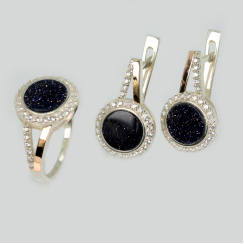 Серебряный набор с золотими пластинами