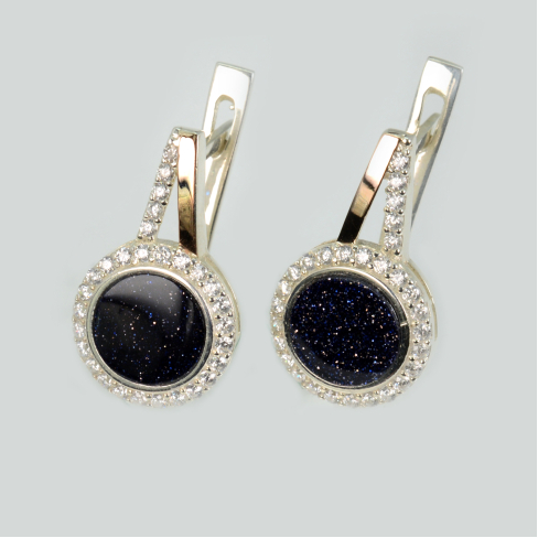 Серебряные серьги с золотыми пластинами