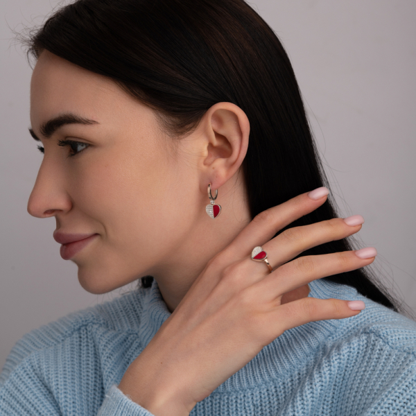 Серебряный набор с кораллом (268-1)