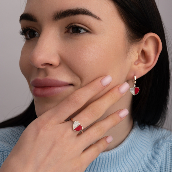 Серебряный набор с кораллом (268-1)