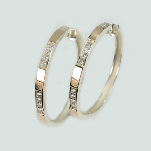 Серебряные серьги с золотыми вставками