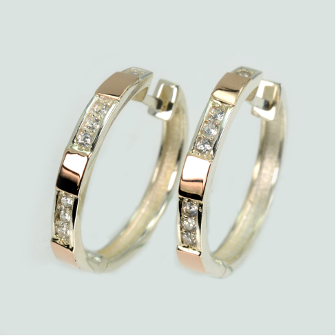 Серебряные серьги с золотыми вставками