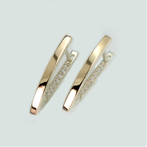 Серебряные серьги с золотыми вставками