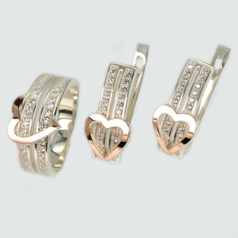 Серебряный набор с золотыми пластинами