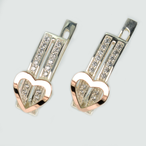 Серебряные серьги с золотыми пластинами