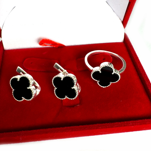 Серебряный набор с клевером (295-2)