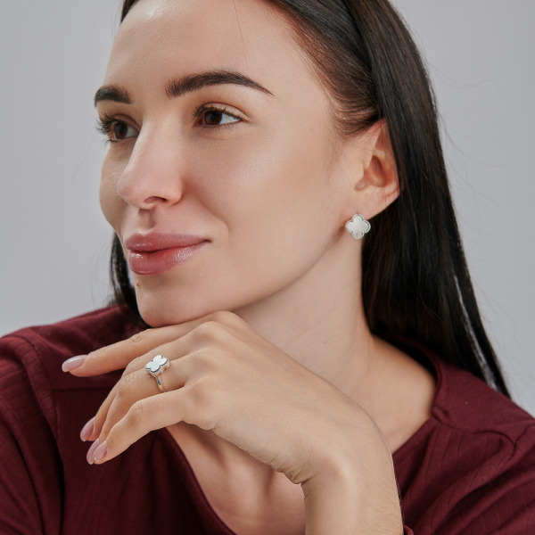 Серебряный набор с клевером (295-5)