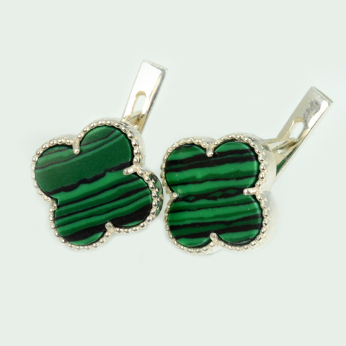 Серебряные серьги с клевером