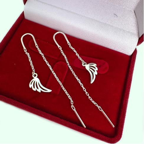 Срібні сережки-протяжки