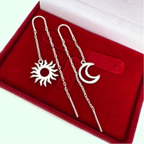 Срібні сережки-протяжки