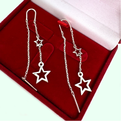 Срібні сережки-протяжки