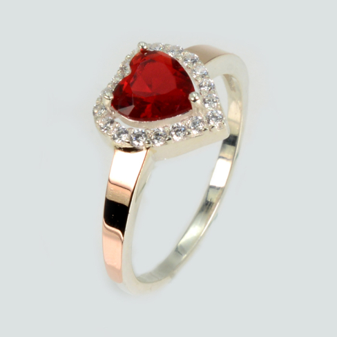 Серебряное кольцо с золотыми вставками