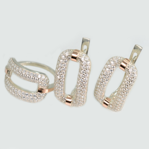 Серебряный набор с золотыми пластинами