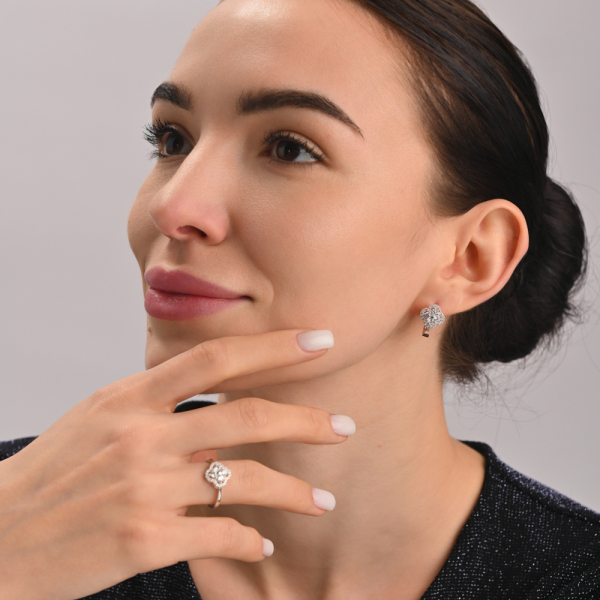 Серебряный набор с золотими пластинами (306)