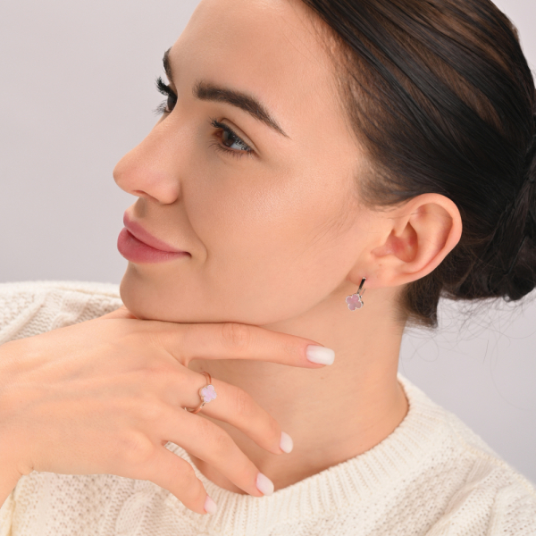 Серебряные серьги с клевером и золотыми пластинами (307с-3)