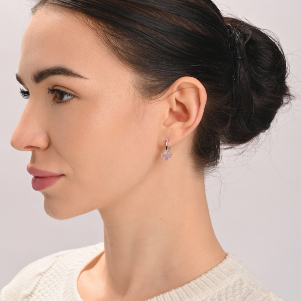 Серебряные серьги с клевером и золотыми пластинами (307с-3)