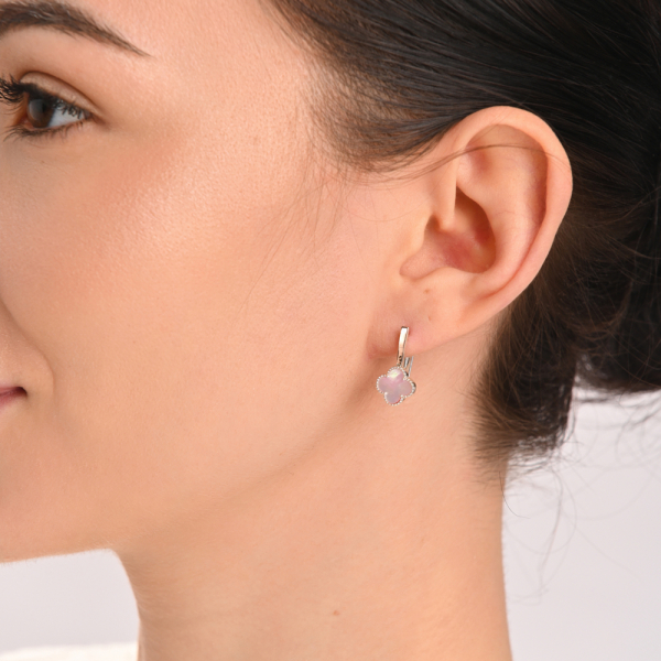 Серебряные серьги с клевером и золотыми пластинами (307с-3)