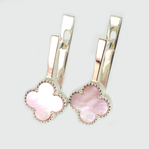 Серебряные серьги с клевером и золотыми пластинами