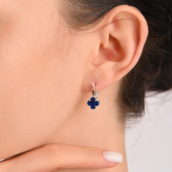 Серебряные серьги с клевером и золотыми пластинами (307с-4)