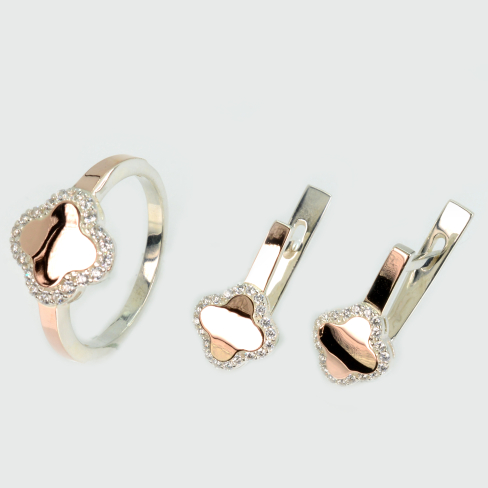 Серебряный набор с золотими пластинами