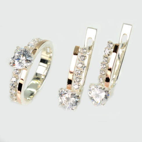 Серебряный набор с золотими пластинами