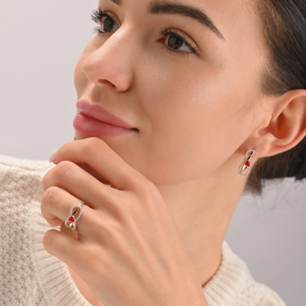 Серебряный набор с золотими пластинами "MOM" (316)