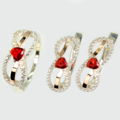 Срібний набір з золотими пластинами "MOM"