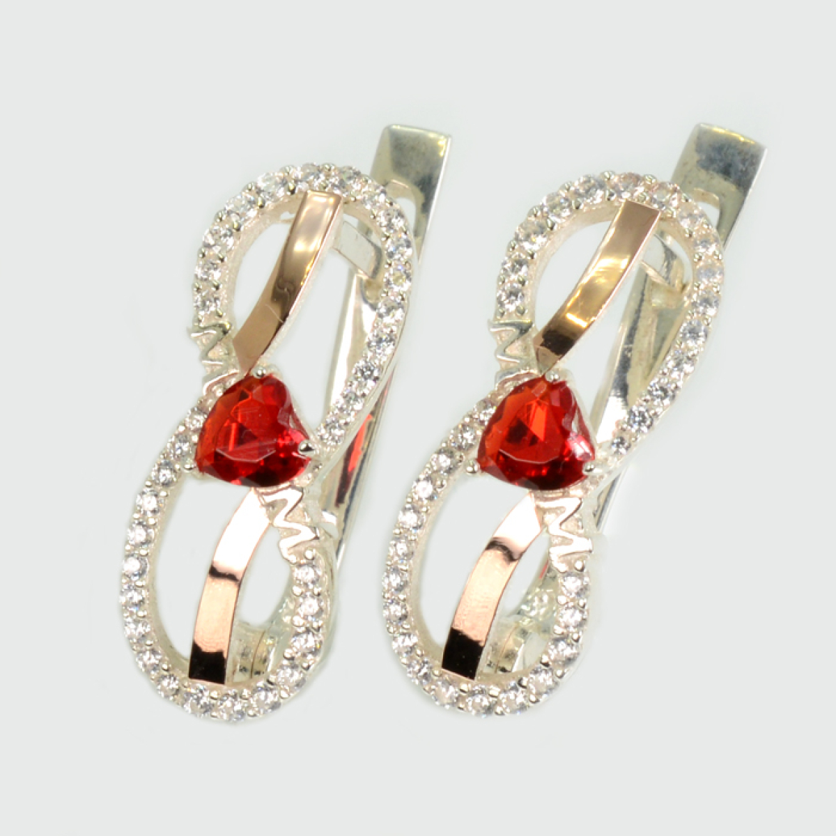 Серебряные серьги с золотыми пластинами "MOM" (316с)