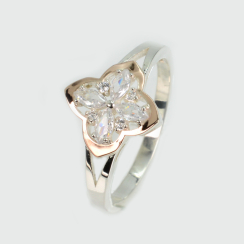 Серебряное кольцо с золотыми вставками