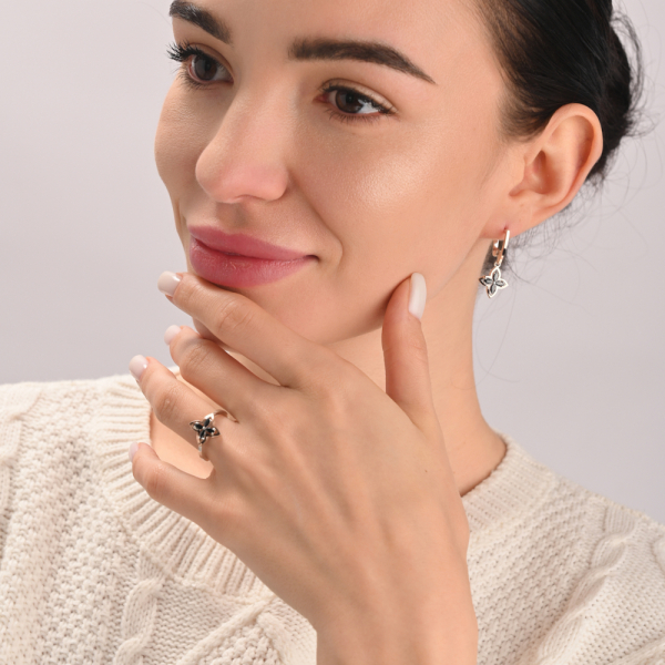 Серебряный набор с золотими пластинами (319)