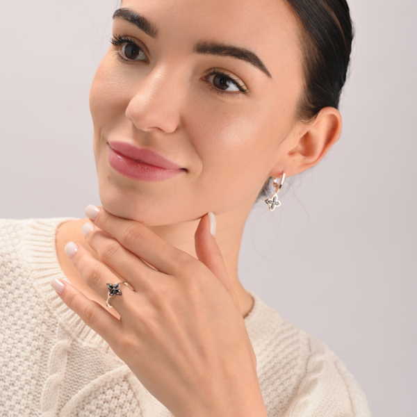 Серебряный набор с золотими пластинами (319)