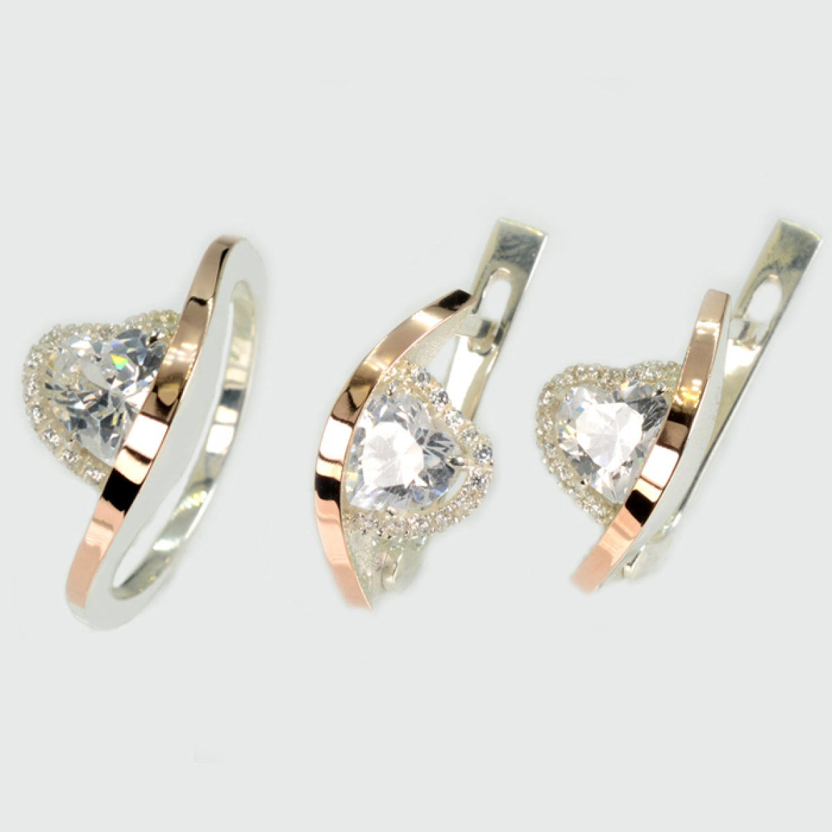 Серебряный набор с золотими пластинами (328)